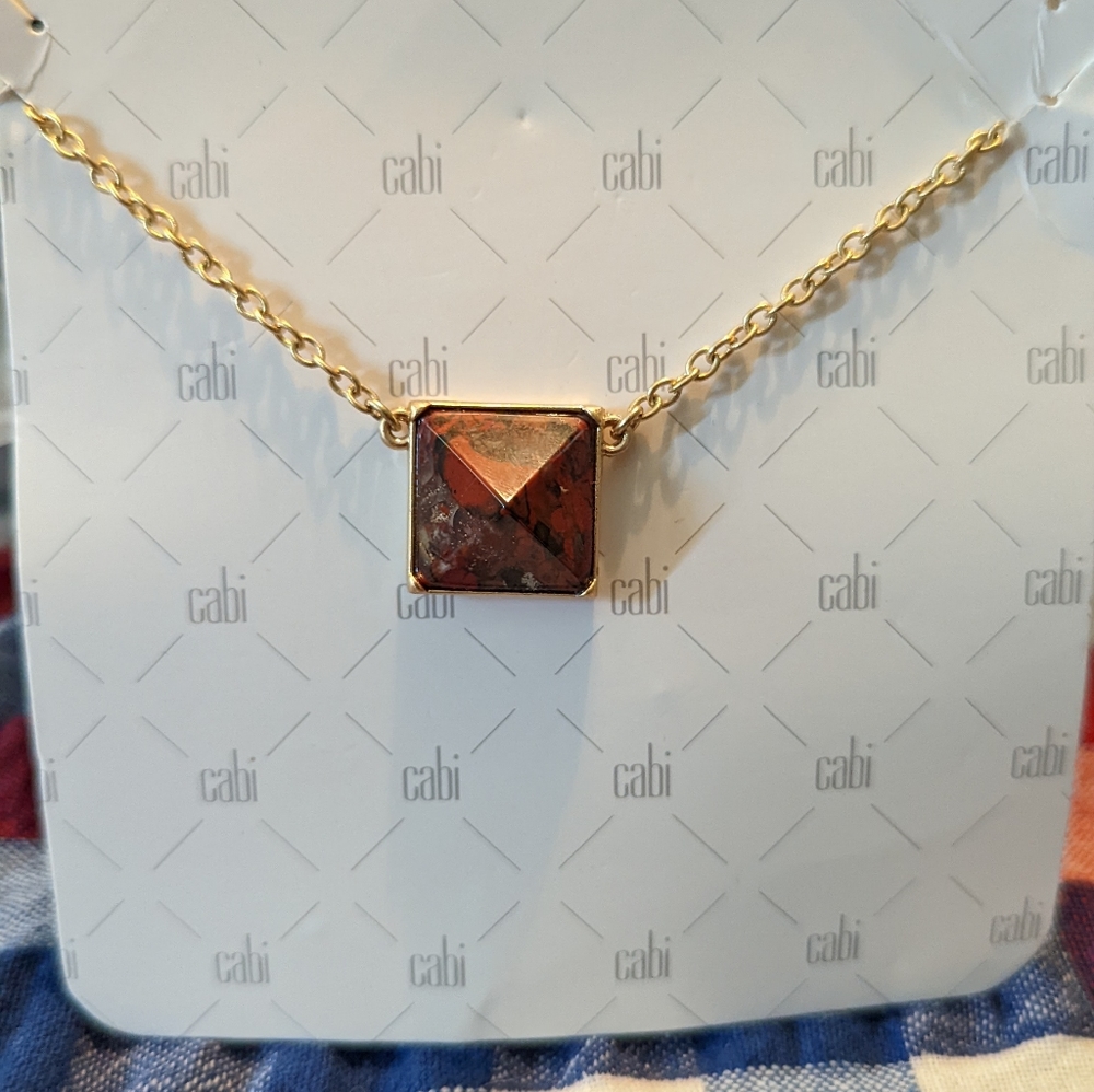 Cabi Gold tone and brown stone Necklace New